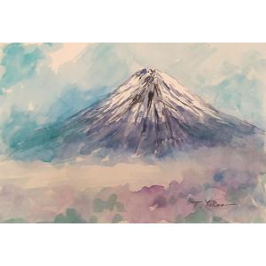 富士山の絵画 水彩画 横尾武之 作「富士山・東富士演習場からの富士」 ヨーロッパ風景画 インテリア　...