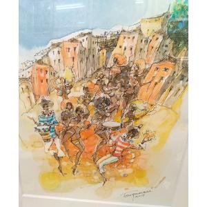 絵画 ペン・アクリル画 野尻統正 作 「サンパ...の詳細画像1