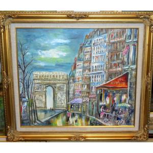 絵画 油絵 小澤勇寿郎 作 パリの街・ムフタール 6号サイズ インテリア