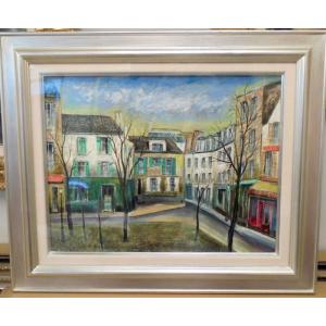 絵画 油絵 小澤勇寿郎 作 パリの街・ムフタール 6号サイズ インテリア