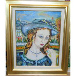 絵画 油絵 小澤勇寿郎 作 パリの街・ムフタール 6号サイズ インテリア