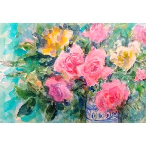 絵画 水彩 アクリル 臼井幸彦 作 顔 定価75000円 : トライアンフ