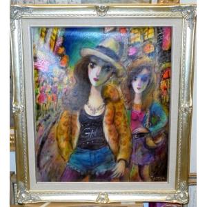 フランス風景絵画 油絵 小澤勇寿郎 作 パリの街 8号サイズ インテリア