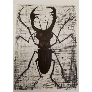 ビュッフェ 昆虫シリーズ「クワガタ」 絵画　版画 リトグラフ インテリア 額付42cm×31cm 1...