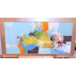 バリ絵画 風景画 稲刈り W53×H43 田園 L-6 アジアン ウブド アート