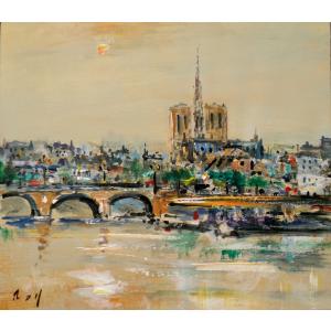 絵画 油絵 小澤勇寿郎 作 パリの街 8号サイズ インテリア 定価160000円