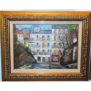 絵画 版画 ウシェ（フランス） 「パリの街・セント・アンドレ