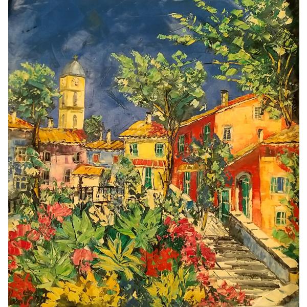 油絵 絵画 マルコ 作 庭の花 イタリア風景画 リビング インテリア 定価400000円