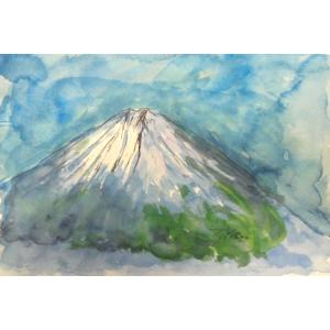 富士山の絵画 水彩画 横尾武之 作 「田貫湖からの富士」 風景画 インテリア　22cm×27cm　定...
