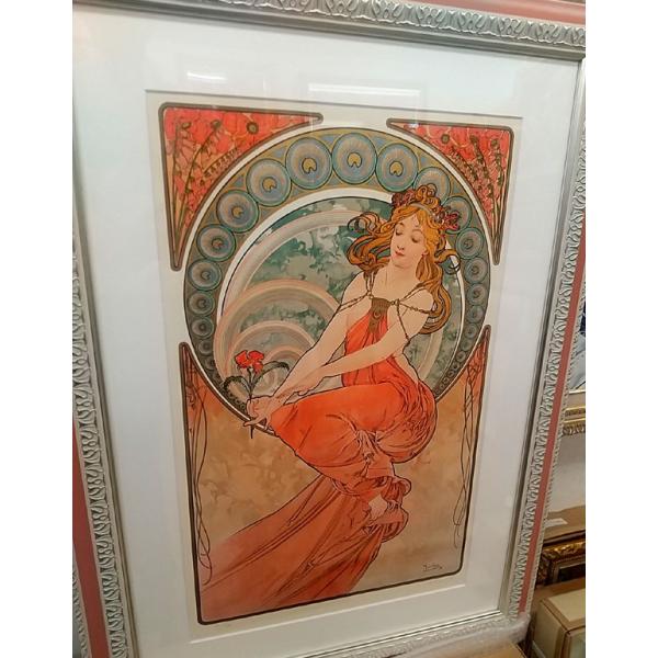 ミュシャ　絵画 シルクスクリーン版画 ミュシャ 「絵画」インテリア  84cm×60cm