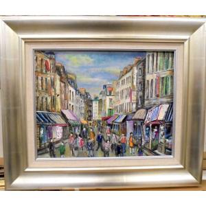 絵画 版画 ウシェ（フランス） 「パリの街・セント・アンドレ