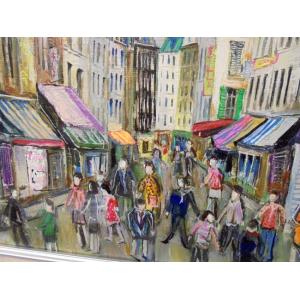 絵画 油絵 小澤勇寿郎 作 パリの街・ムフター...の詳細画像1