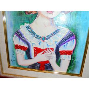 絵画 油絵 小澤勇寿郎 作 人物油絵「パリの女...の詳細画像1