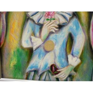 人物絵画 油絵 小澤勇寿郎 作 ピエロ 6号サ...の詳細画像1