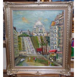 絵画 油絵 小澤勇寿郎 作 パリの街・ムフタール 6号サイズ インテリア