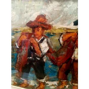 絵画 油絵 ダンティー(フランス) 作 「3人...の詳細画像5