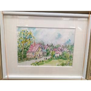 フランス風景絵画 水彩画 横尾武之 作「プロヴァンス」 ヨーロッパ風景画 インテリア　定価20,00...