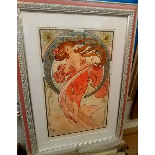 ミュシャ　絵画 シルクスクリーン版画 ミュシャ 「ダンス」インテリア  84cm×60cm