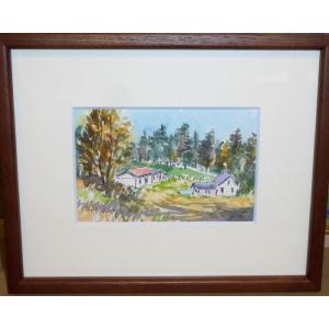 絵画 水彩画 横尾武之 作 「初秋の八ヶ岳」 風景画 インテリア　定価12,000円