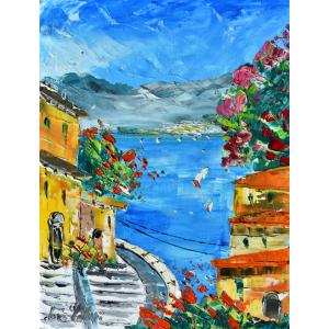 人物画 絵画 F6号油絵 諸岡理 作 「東京の夜」 インテリア 定価42000円