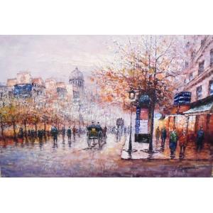 (定価280,000円) ヨーロッパ風景油絵 30号絵画 サンチェス（アメリカ）「パリの街」リビング インテリア｜dipint