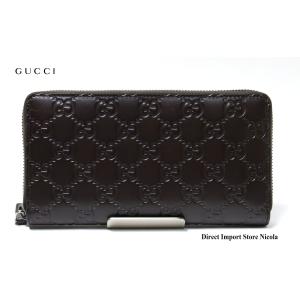 グッチ 財布 GUCCI GG柄グッチシマレザー ラウンドファスナー長財布 AVEL レディース/メンズ 307987 ダークブラウン｜direct-import-nicola