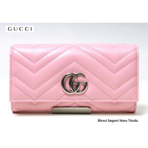 グッチ 財布 GUCCI レザー 二つ折り長財布 レディース GG Marmont GGマーモント 443436 ライトピンク｜direct-import-nicola