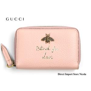 グッチ 財布 GUCCI レザー カード コインケース レディース ラウンドファスナー アニマリエ 546590 ライトピンク｜direct-import-nicola