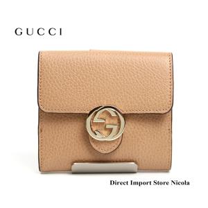 グッチ財布 GUCCI レザー 二つ折り財布 ダブルホック 615525 (598167) レディース ダブルG ローズベージュ アウトレット 再入荷｜direct-import-nicola