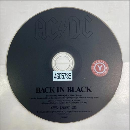 BACK IN BLACK／AC/DC／輸入盤