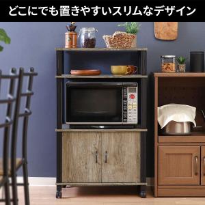 レンジ台 幅60 木製 キャスター付き キッチ...の詳細画像1