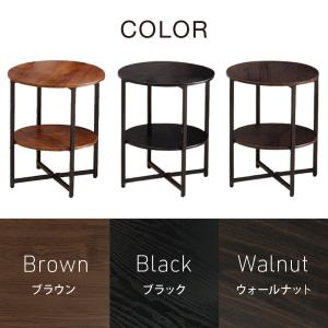 サイドテーブル 丸 2段 木目調 スリム おし...の詳細画像1