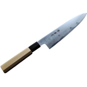 包丁 牛刀 210mm 越後三条打刃物 安来鋼白紙2号 槌目模様 7寸 焼栗木柄