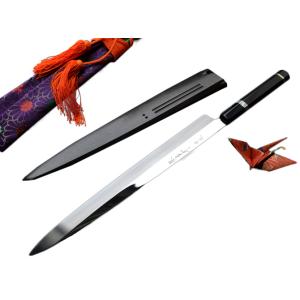 未使用】源泰邦 本焼 青一鋼 てっさ包丁 尺一 鏡面 八角 黒檀柄 大理石