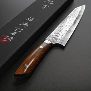 堺孝行 牛刀 包丁 210mm 青紙スーパー 黒槌目 ケヤキ柄 日本製 青木