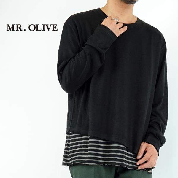 ミスターオリーブ MR.OLIVE ウォッシャブルウールレイヤードカットソー WASHABLE WO...