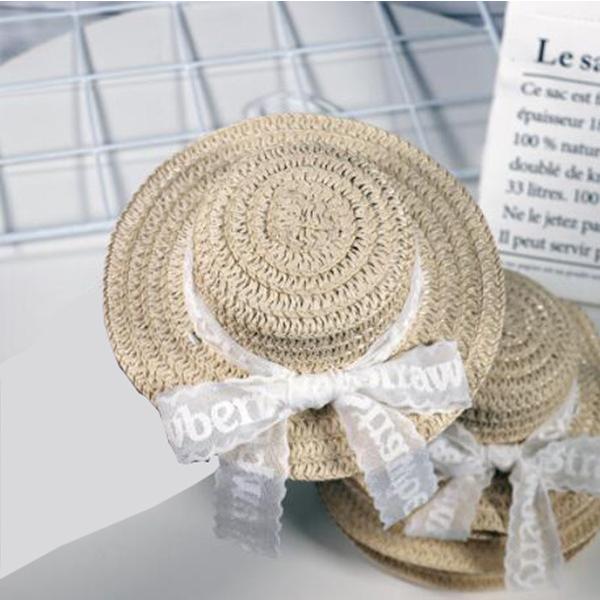 犬の帽子 麦わら帽子 ホワイトリボン ストローハット 犬用 カウボーイハット アクセサリー