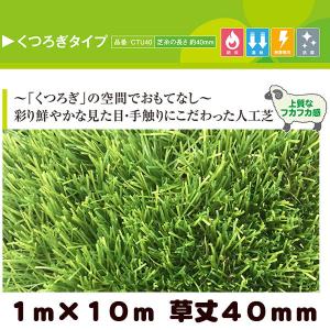 リアル人工芝 クローバーターフ くつろぎタイプ 1m×10m 草丈40mm（プロ仕様・防炎試験適合・遮熱素材・耐静電気素材・抗菌成分配合）
