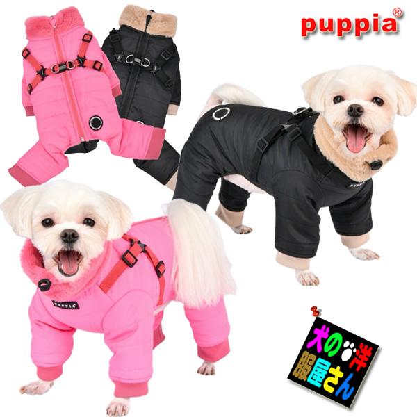 犬服 PUPPIA ハーネス一体型ジャンプスーツ エバーソン（小型犬用 S M Lサイズ）防寒着 チ...