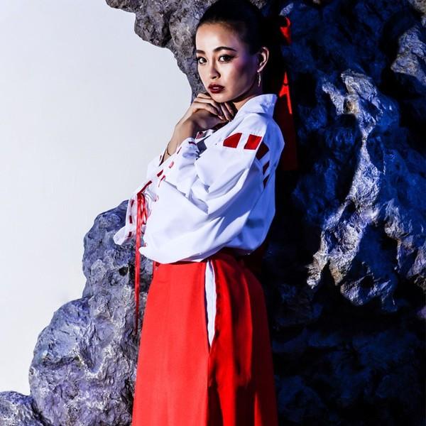 レディース 巫女 コスプレcostume(コスチューム) 巫女セット/全1色(BL)装束 衣装 装飾...