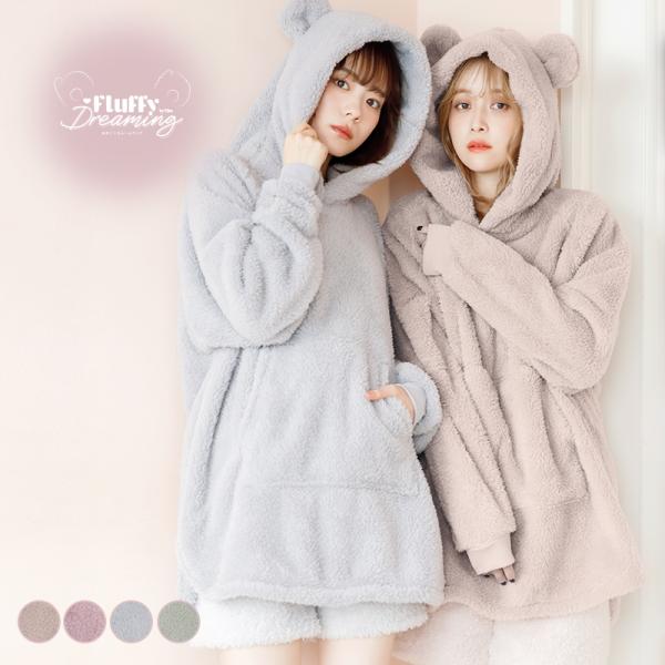 パジャマ 着ぐるみ ねこ ルームウェア レディース 冬 ワンピース 長袖 パーカー モコモコ 秋 暖...