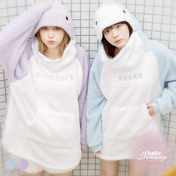 パジャマ 着ぐるみ 怪獣 ルームウェア レディース 冬 ワンピース 長袖 パーカー モコモコ 秋 暖...