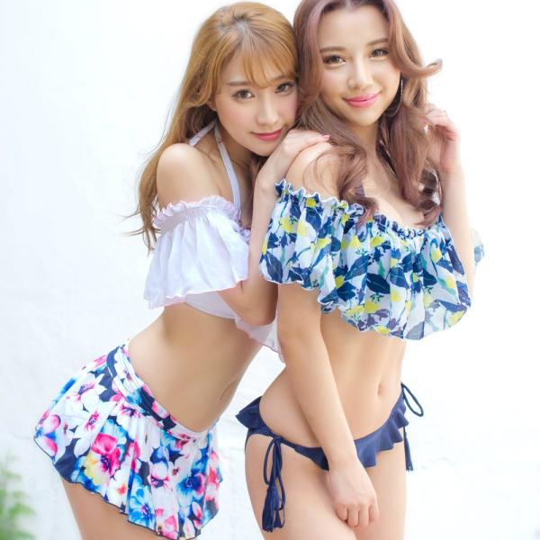 "Dita(ディータ)エアリーオフショルトップスビキニ＆スカート3点セット/全2色"2018新作 水...