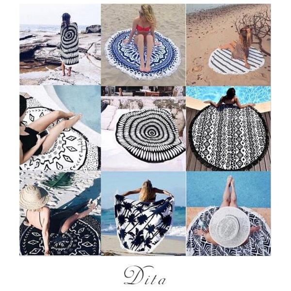 Dita(ディータ)選べるビーチマット/全8色ビーチタオル ラウンドビーチタオル ヨガマット 海 プ...