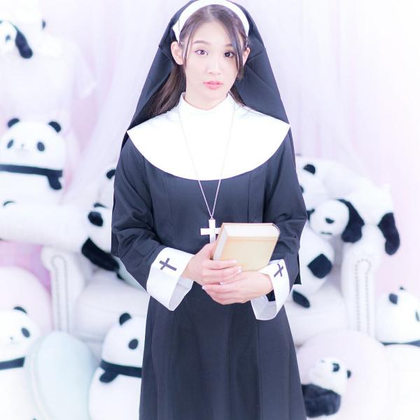 costume(コスチューム)シスターガール3点セット（ベール、ネックレス、ドレス）/黒 (コスプレ...