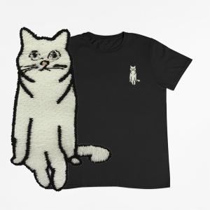 刺繍Tシャツ 刺繍 Tシャツ Tシャツ 半袖 T-shirts  男性 オシャレ ねこ ネコ｜diva-dress