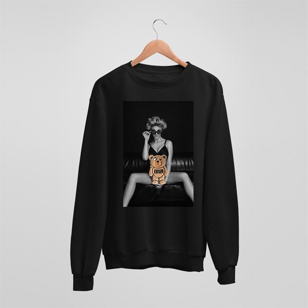 刺繍スウェット 3D刺繍 トレーナー クルーネック スウェット　ガールプリントとクマ刺繍 メンズ 大...