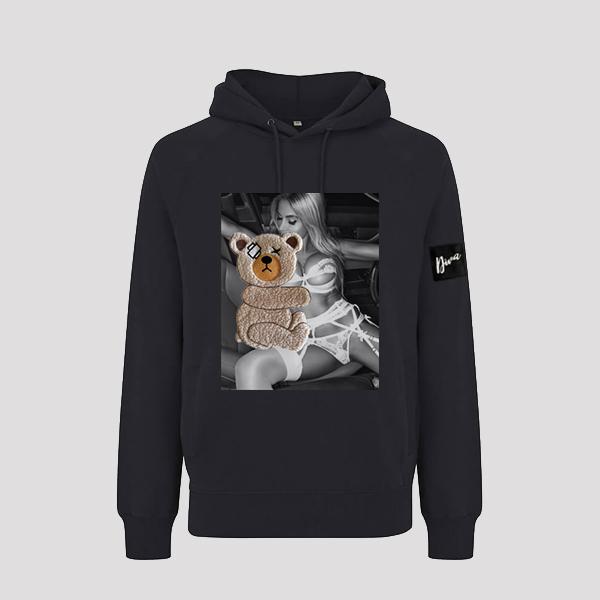 もこもこ クマ ワッペン刺繍 sexy ガールプリント パーカー フード　バレンタイン クリスマス ...