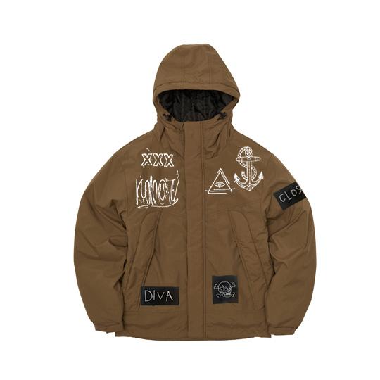 手書き風刺繍 一筆書き風 刺繍 ウォーム シェル パーカ メンズ 春秋冬大人メンズ 男性 オシャレ ...