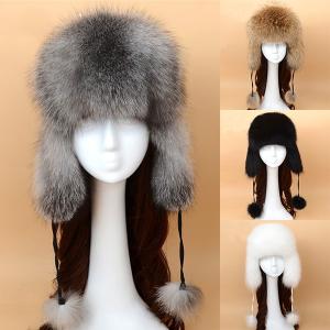 帽子 フォックスファー レディース 毛皮帽子 タッセル リアルファー